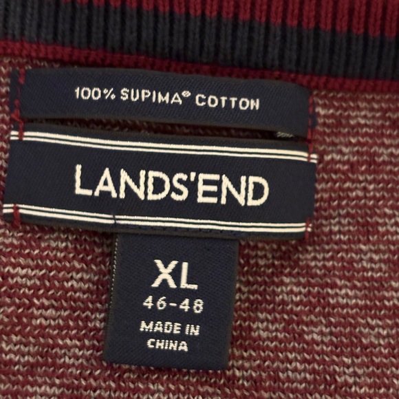Lands' End Men's Deep Red V-Neck Sweater - Picture 7 of 7